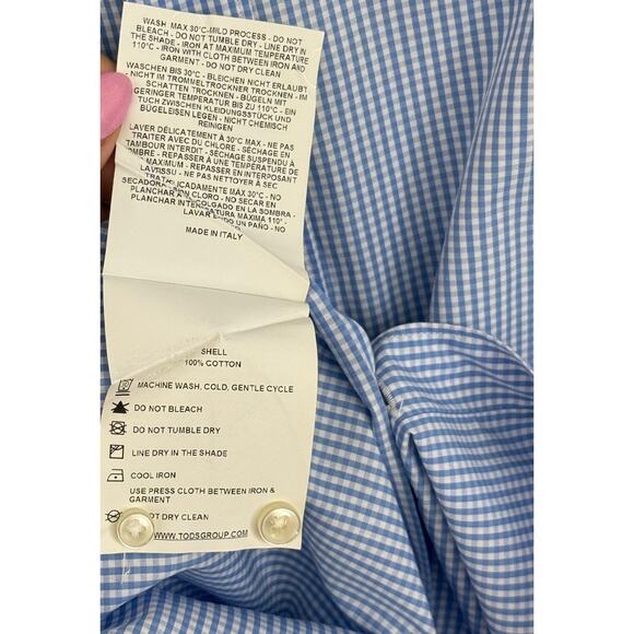 Tod's Made In Italy Shirt Men’s 42/16.5 Plaid Button Up Long Sleeve Designer - Picture 7 of 12